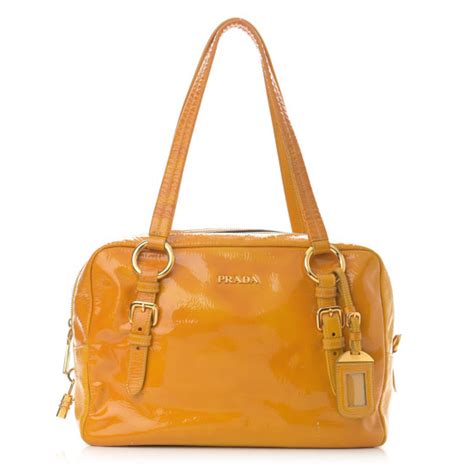 prada giallo|PRADA Vernice Naplak Shoulder Bag Giallo .